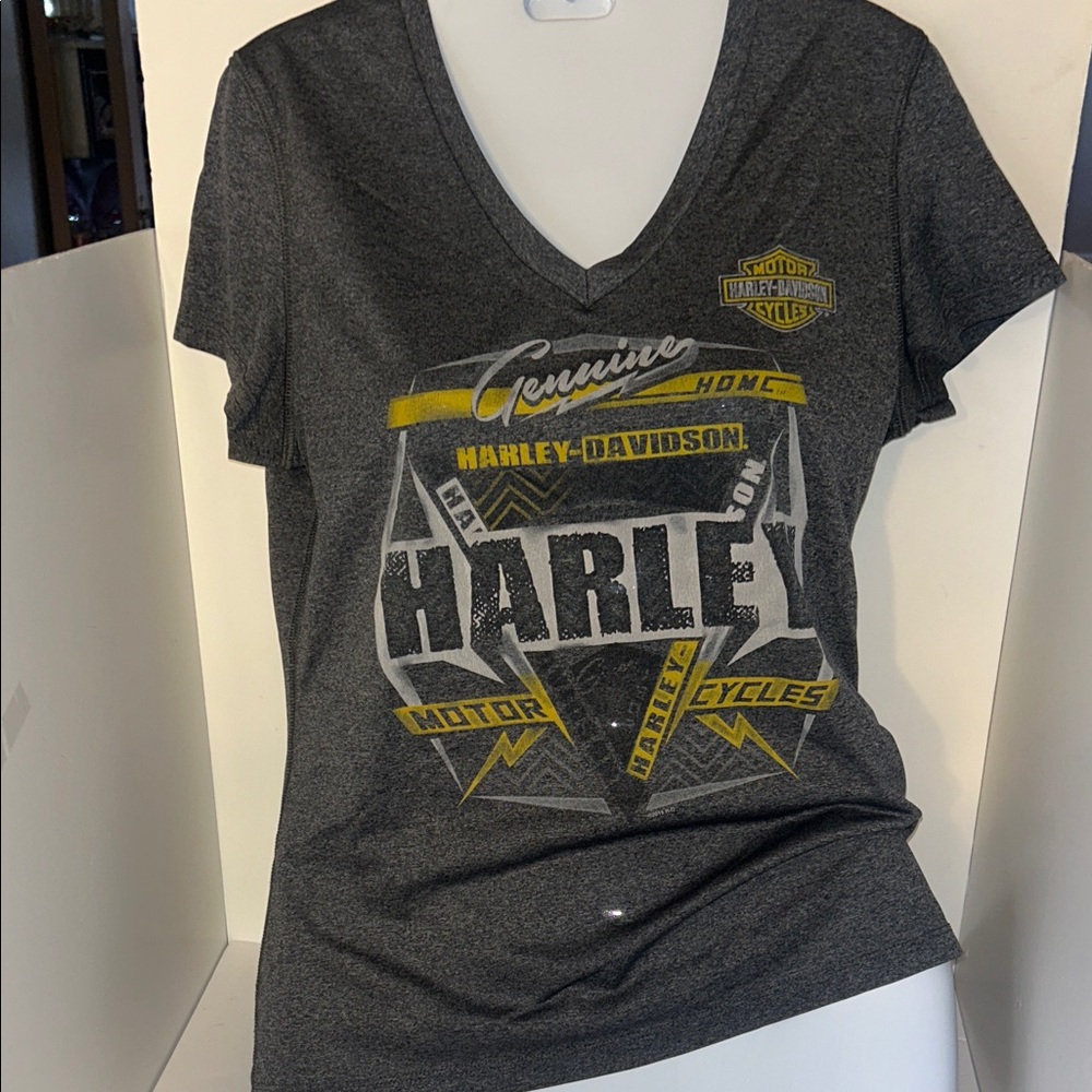 Harley Davidson women’s M V neck gray Tshirt